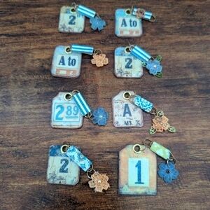 Set Of 8 Rustic Tag Embellishments For Junk Journal/Scrapbooking-Letters/Numbers
